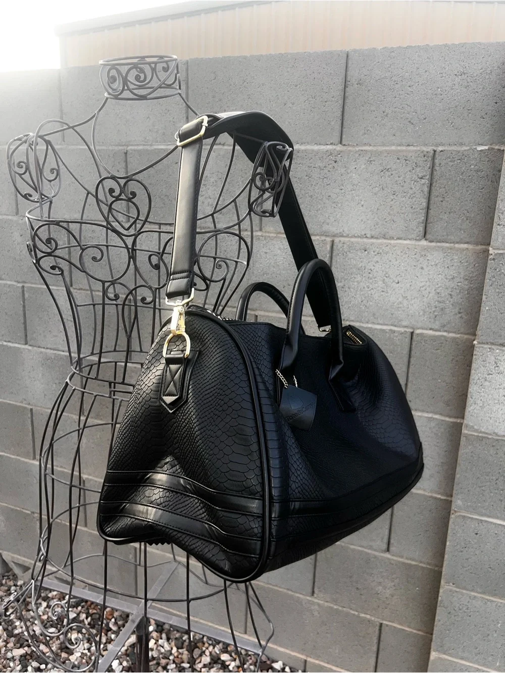 Black Vegan leather Weekender bag